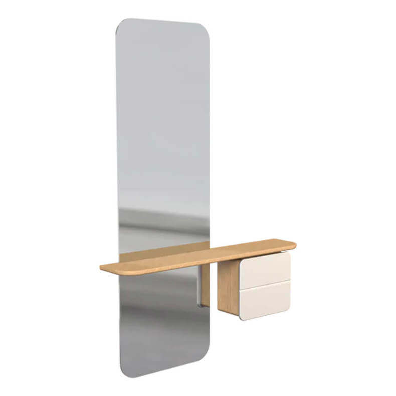One More Look Pearl White Mirror, Shelf and Cabinet